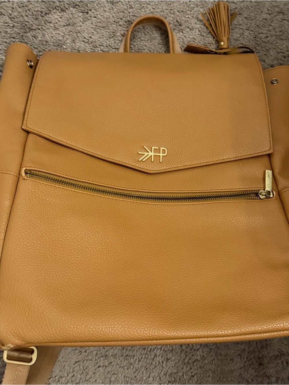 Freshly Picked Tan Leather Diaper Bag